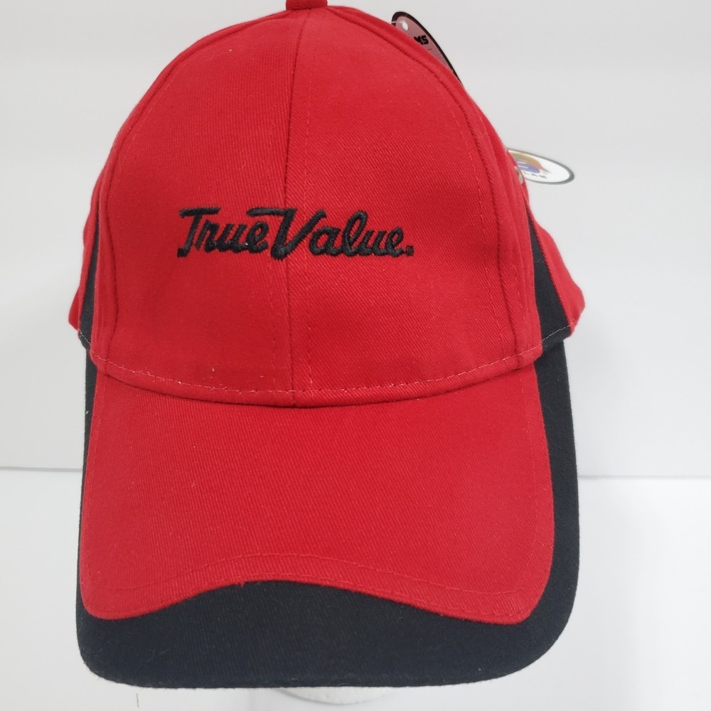 Adams True Value Baseball‎ Cap Red Black Cotton Embroidered Adjustable Strapback